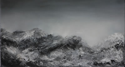 Landschaft, 2023, 35 x 60 cm, Öl auf Leinwand